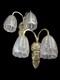 A. Bloch & J. Gauthier Art Deco Pair Of Bronze Wall Lights With Pressed Glass Shades