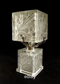 A. Boyreau Art Deco Glass Lamp Pressed And Bronze Nickelé 1930