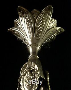 A. Strauss Suspension Art Deco Bronze Nickel & Clogs Pressed Glass 1930