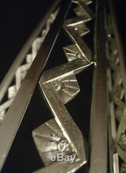 A. Strauss Suspension Art Deco Bronze Nickel & Clogs Pressed Glass 1930