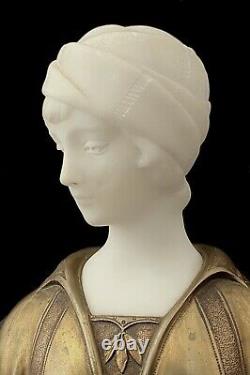 A. Trefoloni Bust In Carrara Marble And Bronze Golden Boy Art Deco