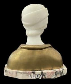 A. Trefoloni Bust In Carrara Marble And Bronze Golden Boy Art Deco