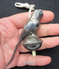 ANTIQUE BEDROOM LAMP ELECTRIC SWITCH BRONZE SILVERED ART DECO PARROT