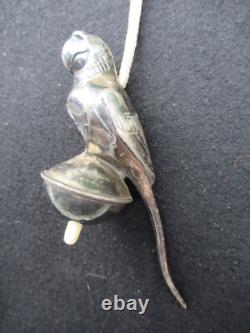 ANTIQUE BEDROOM LAMP ELECTRIC SWITCH BRONZE SILVERED ART DECO PARROT
