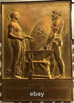 ART DECO BRONZE PLAQUE MEDAL ROTY DIMENSIONS 105 X 145 mm