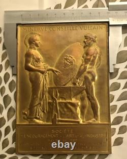 ART DECO BRONZE PLAQUE MEDAL ROTY DIMENSIONS 105 X 145 mm
