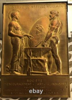 ART DECO BRONZE PLAQUE MEDAL ROTY DIMENSIONS 105 X 145 mm