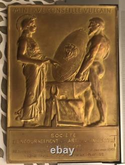 ART DECO BRONZE PLAQUE MEDAL ROTY DIMENSIONS 105 X 145 mm