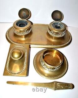 ART DECO Bronze Desk Set Inkwell MAX FREY Gladenbeck Berlin LION 1920