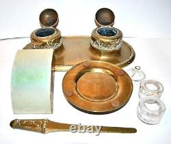 ART DECO Bronze Desk Set Inkwell MAX FREY Gladenbeck Berlin LION 1920