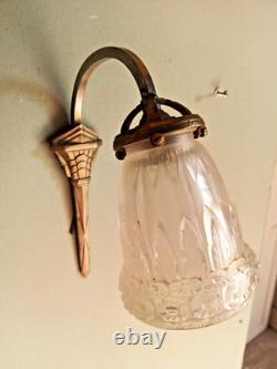 ART DECO Bronze Wall Sconces Signed Schneider