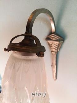 ART DECO Bronze Wall Sconces Signed Schneider
