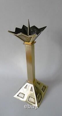 ART DECO MODERNIST CANDLESTICK, CHISELED BRONZE and BRASS, H=33.5 cm, circa 1930