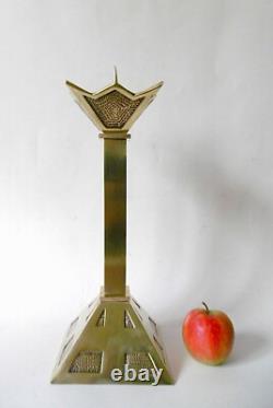 ART DECO MODERNIST CANDLESTICK, CHISELED BRONZE and BRASS, H=33.5 cm, circa 1930