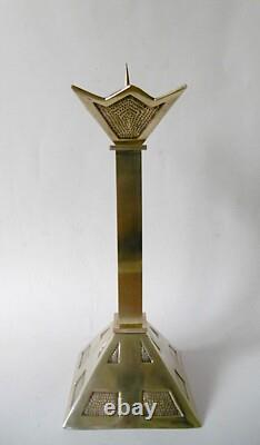ART DECO MODERNIST CANDLESTICK, CHISELED BRONZE and BRASS, H=33.5 cm, circa 1930