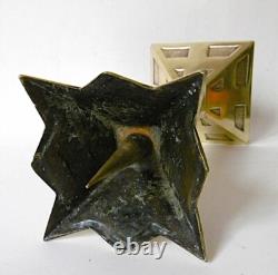 ART DECO MODERNIST CANDLESTICK, CHISELED BRONZE and BRASS, H=33.5 cm, circa 1930