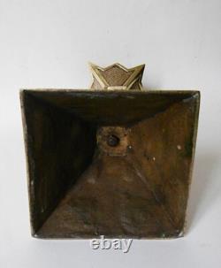 ART DECO MODERNIST CANDLESTICK, CHISELED BRONZE and BRASS, H=33.5 cm, circa 1930