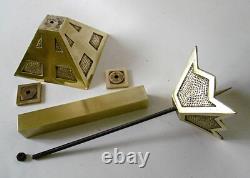 ART DECO MODERNIST CANDLESTICK, CHISELED BRONZE and BRASS, H=33.5 cm, circa 1930