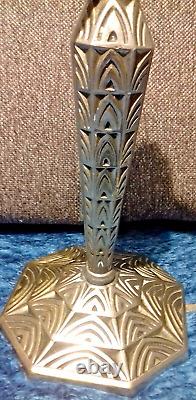 ART DECO NICKEL FLOOR LAMP ON BRONZE GEOMETRIC SHAPE MAYNADIER MALABERT STYLE