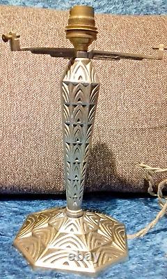 ART DECO NICKEL FLOOR LAMP ON BRONZE GEOMETRIC SHAPE MAYNADIER MALABERT STYLE