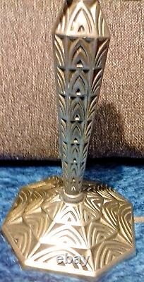 ART DECO NICKEL FLOOR LAMP ON BRONZE GEOMETRIC SHAPE MAYNADIER MALABERT STYLE