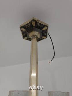 ART DECO SILVERED BRONZE CHANDELIER J. ROBERT GLASSWORK 1930