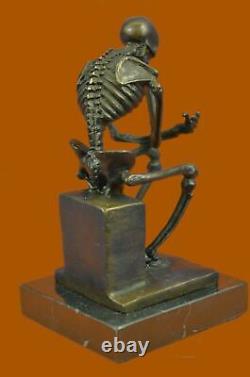 Abstract Modern Art Mini Skeleton By Milo Bronze Sculpture Marble Statue Deco
