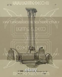 Adolphe Bloch/Jean Gauthier Large Art Deco Chandelier in Bronze and Molded Pressed Glass