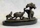 African Art Deco Metal Elephants Signed Barye Royal 100% Pure Bronze