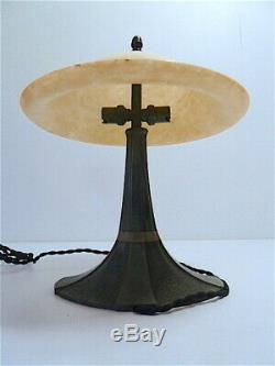 Albert Cheuret Lamp Art Deco Bonze Green Patina Alabaster Twentieth 20th Signed