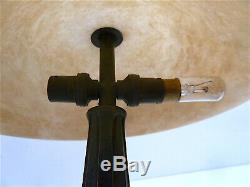 Albert Cheuret Lamp Art Deco Bonze Green Patina Alabaster Twentieth 20th Signed