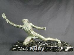 Alexander Ouline Unusual Art Deco Bronze Victory On Its Marble Base