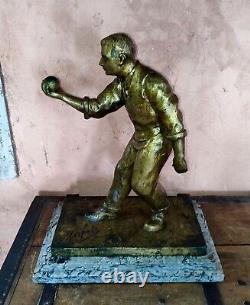 Alexandre Maspoli Xix/xx The Petanque Player In Bronze Art Deco