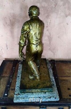 Alexandre Maspoli Xix/xx The Petanque Player In Bronze Art Deco