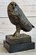 All Bronze Marble Modern Art Deco Cubism Owl Bird Sculpture By Pablo