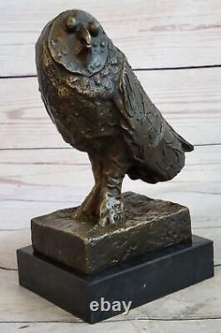 All Bronze Marble Modern Art Deco Cubism Owl Bird Sculpture by Pablo