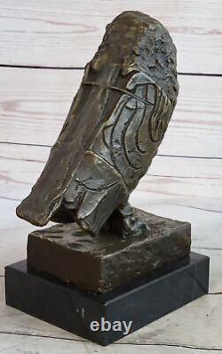 All Bronze Marble Modern Art Deco Cubism Owl Bird Sculpture by Pablo