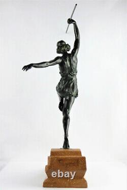 Amazon Statue In Javelin By Pierre Le Faguay, Fayral 1930 Bronze Art Deco