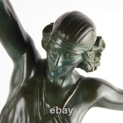 Amazon Statue In Javelin By Pierre Le Faguay, Fayral 1930 Bronze Art Deco