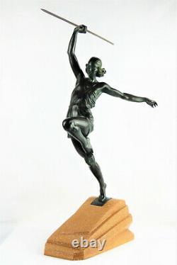 Amazon Statue In Javelin By Pierre Le Faguay, Fayral 1930 Bronze Art Deco