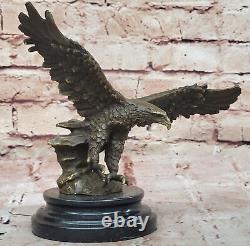 American Bronze Eagle Sculpture Bird of Prey Austria Art Deco Marble