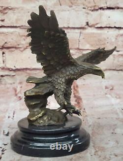 American Bronze Eagle Sculpture Bird of Prey Austria Art Deco Marble