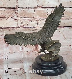 American Bronze Eagle Sculpture Bird of Prey Austria Art Deco Marble