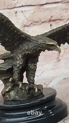 American Bronze Eagle Sculpture Bird of Prey Austria Art Deco Marble