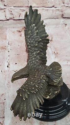 American Bronze Eagle Sculpture Bird of Prey Austria Art Deco Marble