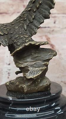 American Bronze Eagle Sculpture Bird of Prey Austria Art Deco Marble