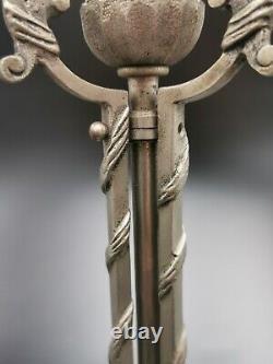 Ancien Pied Lamp Art Deco In Argent Bronze Nickele For Obus Dlg Muller