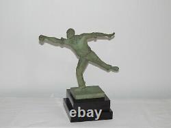 Ancienne Sculpture Art Deco Bronze The Tir Signed Édouard Fraisse 1880-1956