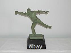 Ancienne Sculpture Art Deco Bronze The Tir Signed Édouard Fraisse 1880-1956