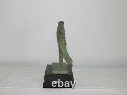 Ancienne Sculpture Art Deco Bronze The Tir Signed Édouard Fraisse 1880-1956